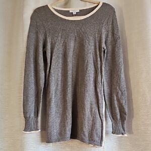 Katherine Barclay Gray Sweater with White Trim